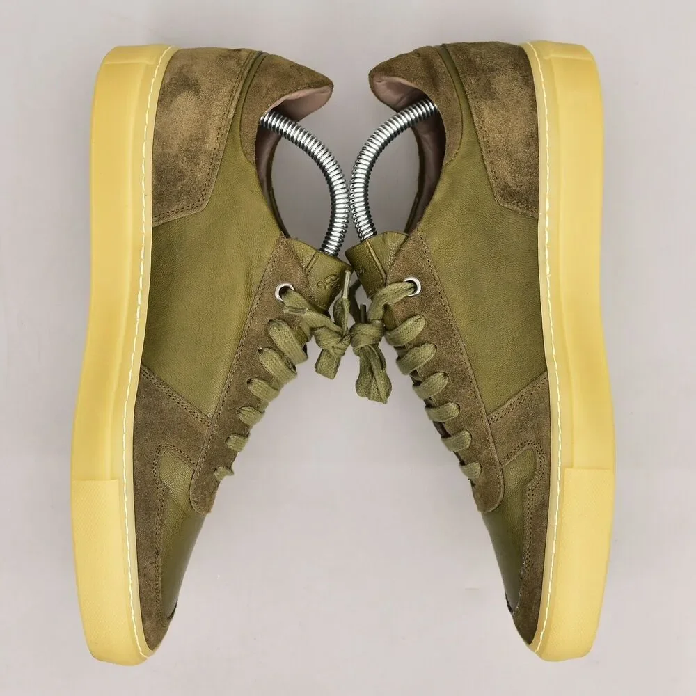 Good Man Brand Olive Suede & Leather Low-Top Sneakers with Gum Sole